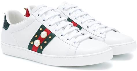 gucci ace embellished leather sneakers.